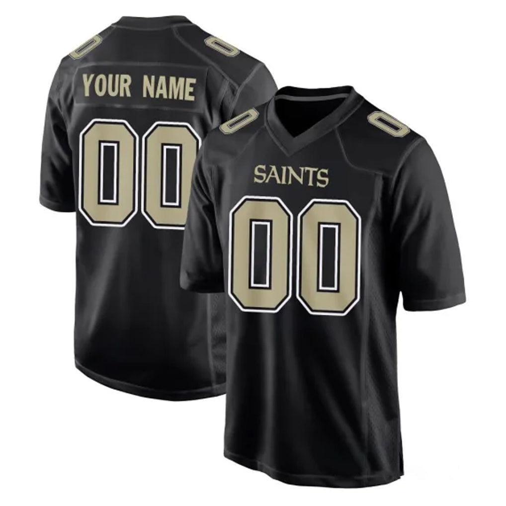 Punc Custom NO.Saints Black Carbon Fashion Home Game Any Name & Numbers Stitched Jerseys