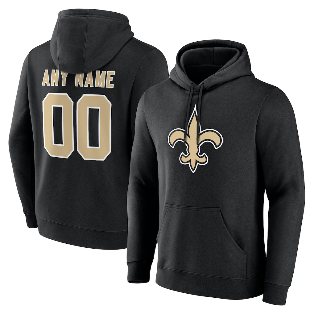 Punc Custom NO.Saints Black Pullover Hoodies Limited Any Name & Numbers Stitched Jerseys
