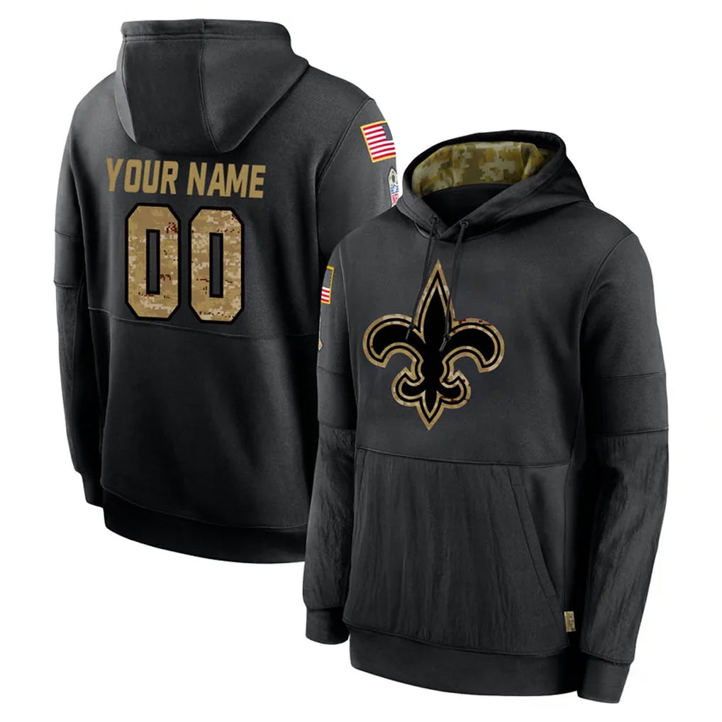 Punc Custom NO.Saints Black Salute to Service Hoodies Limited Game Any Name & Numbers Stitched Jerseys