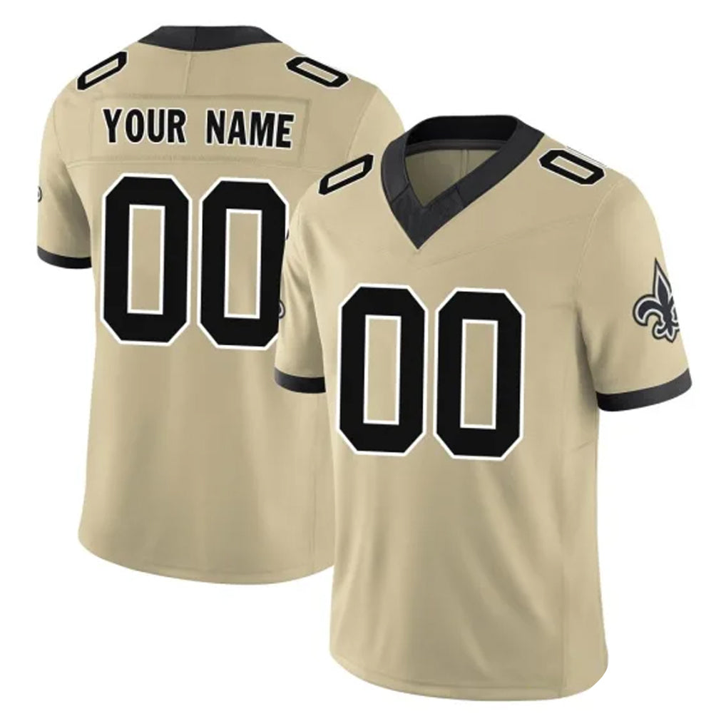 Punc Custom NO.Saints Gold Limited Vapor F.U.S.E. Home Game Any Name & Numbers Stitched Jerseys
