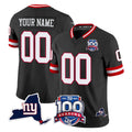 Punc Custom NY.Giants Black 100th Season & State Patch Vapor Limited Home Game Any Name & Numbers Stitched Jerseys