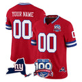 Punc Custom NY.Giants Red 100th Season & State Patch Vapor Limited Home Game Any Name & Numbers Stitched Jerseys