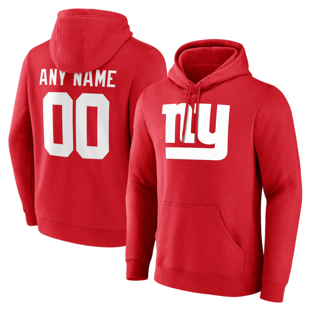 Punc Custom NY.Giants Red Pullover Hoodies Limited Game Any Name & Numbers Stitched Jerseys