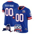 Punc Custom NY.Giants Royal 100th Season & State Patch Vapor Limited Home Game Any Name & Numbers Stitched Jerseys