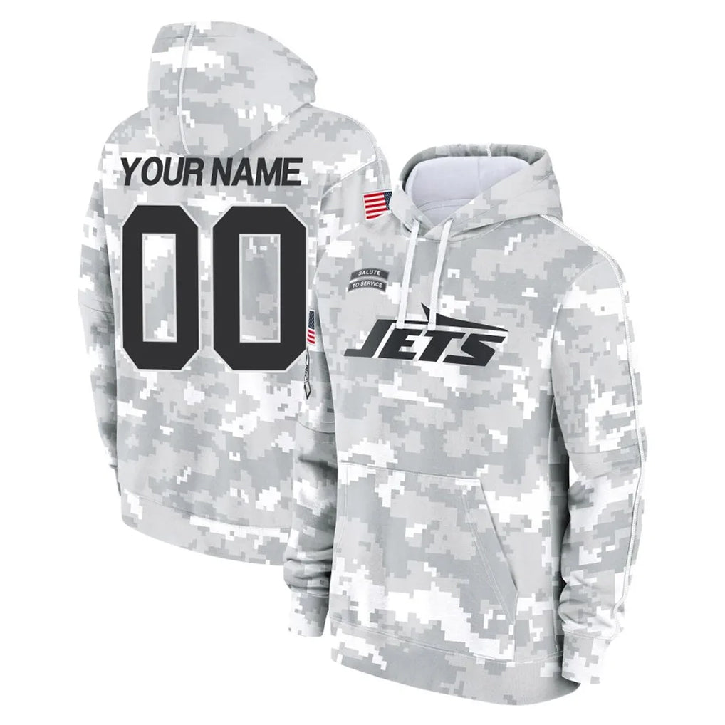 Punc Custom NY.Jets Arctic Camo Salute to Service Pullover Hoodies Limited Game Any Name & Numbers Stitched Jerseys
