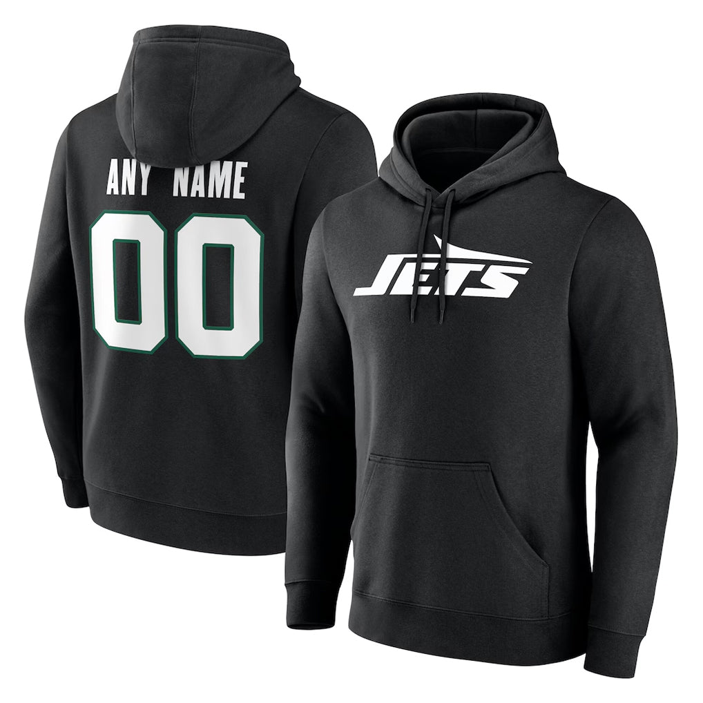 Punc Custom NY.Jets Black LOGO Pullover Hoodies Limited Game Any Name & Numbers Stitched Jerseys