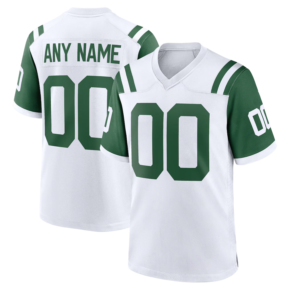 Punc Custom NY.Jets White Classic Alternate Replica Stitched Jerseys