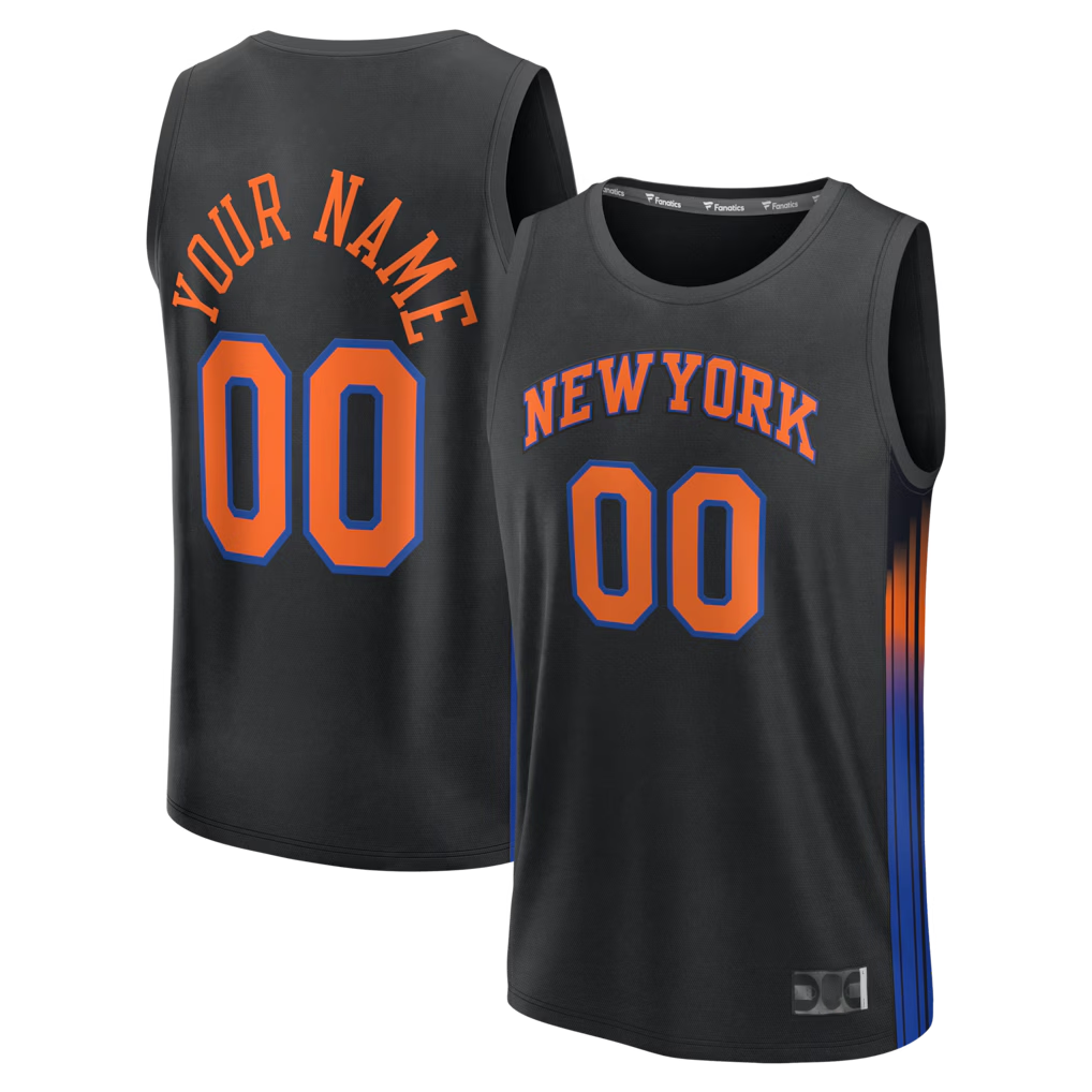 Punc Custom NY.Knicks  Black Fast Break Jerseys - Icon Edition