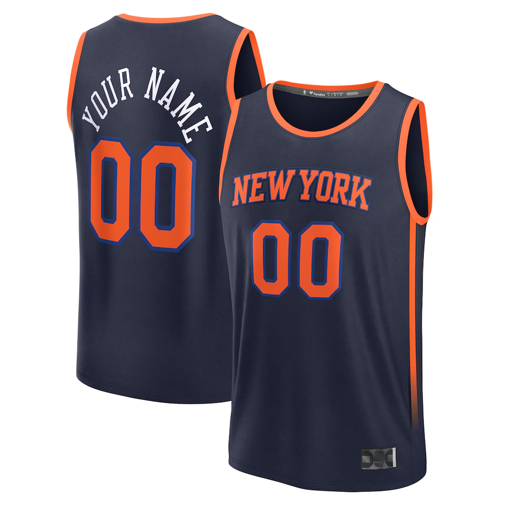 Punc Custom NY.Knicks  Navy Fast Break Jerseys - Statement Edition