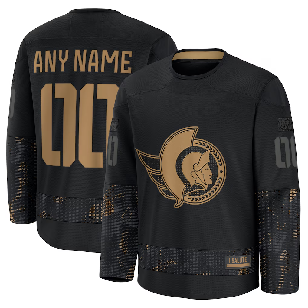 Punc Custom O.Senators Black 2024 Military Appreciation Practice Jerseys