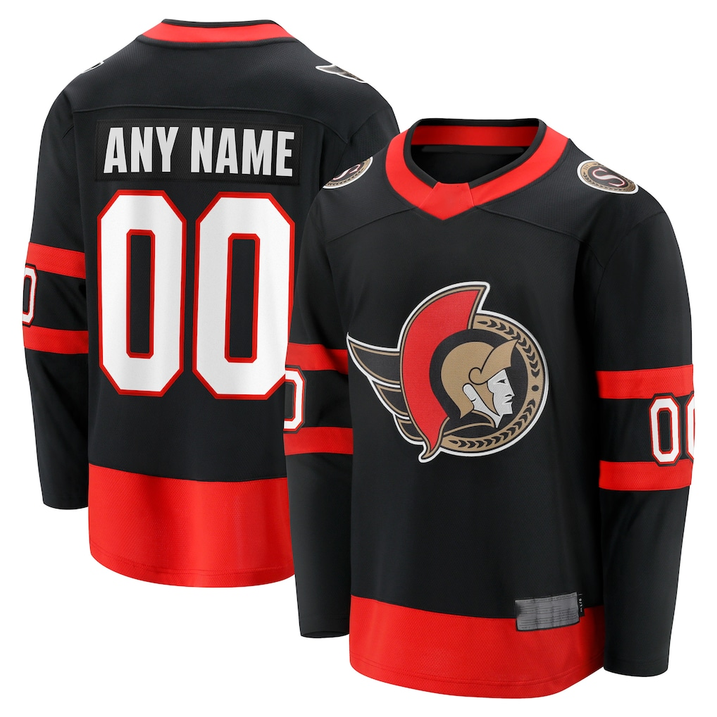 Punc Custom O.Senators Black Home Breakaway Jerseys