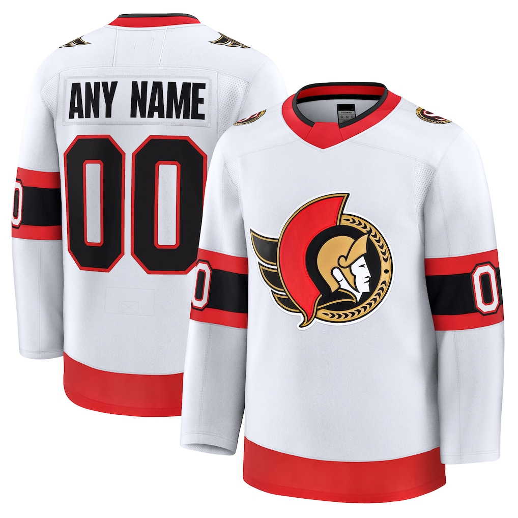 Punc Custom O.Senators White Away Premium Jerseys