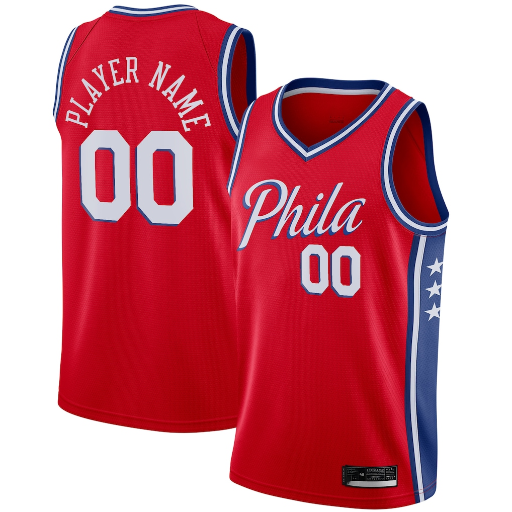 Punc Custom P.76ers Red Swingman Jerseys - Statement Edition