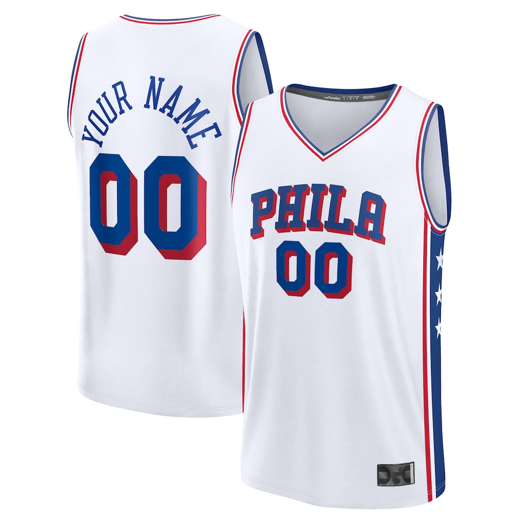 Punc Custom P.76ers White Fast Break Jerseys - Association Edition