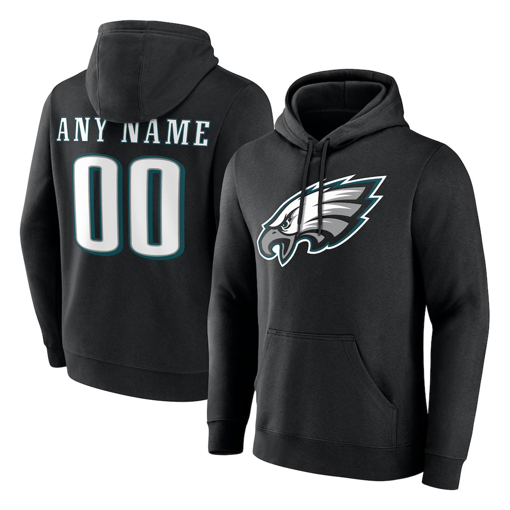 Punc Custom P.Eagles Black LOGO Pullover Hoodies Home Game Any Name & Numbers Stitched Jerseys