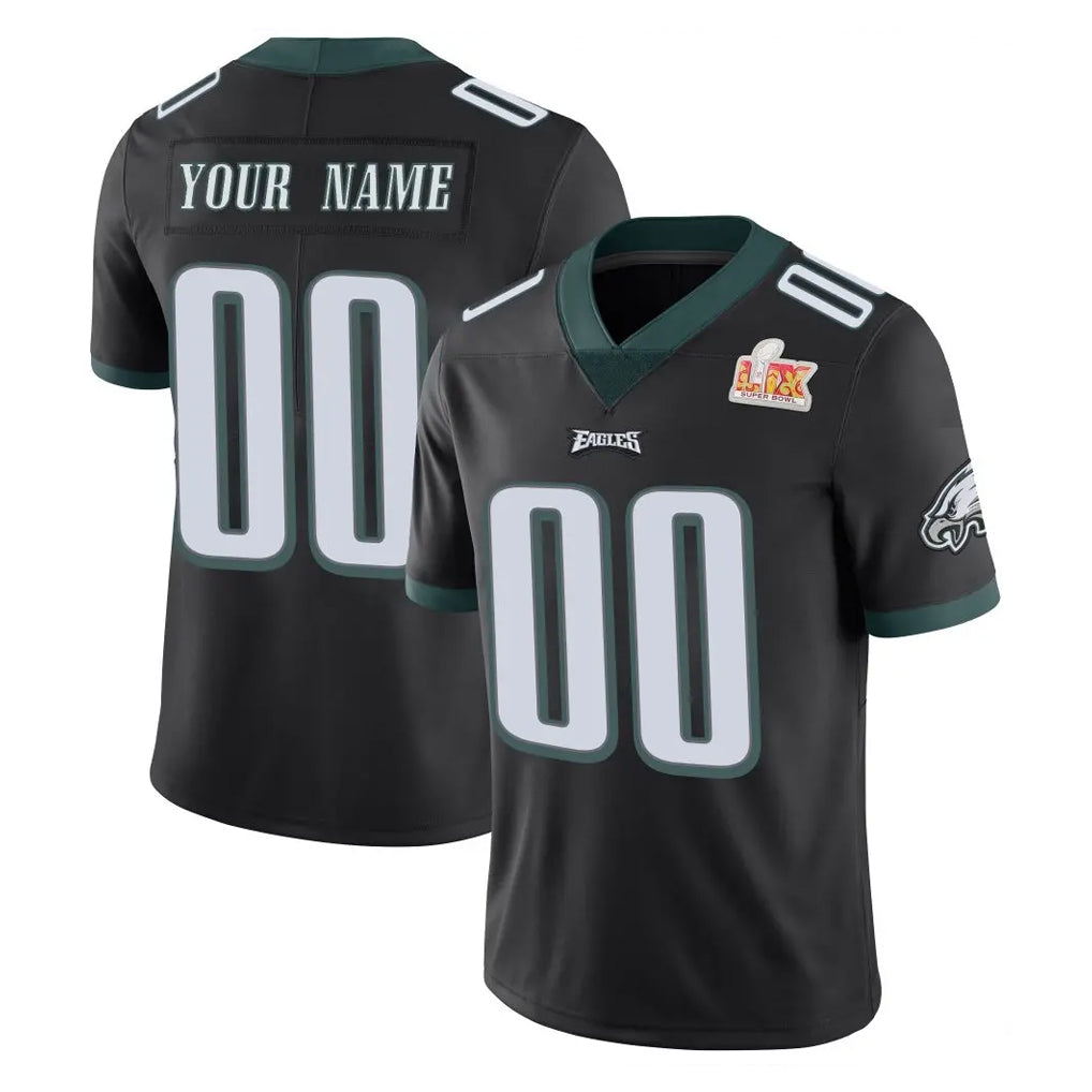 Punc Custom P.Eagles Black Limited Vapor Untouchable Super Bowl LIX Home Game Any Name & Numbers Stitched Jerseys