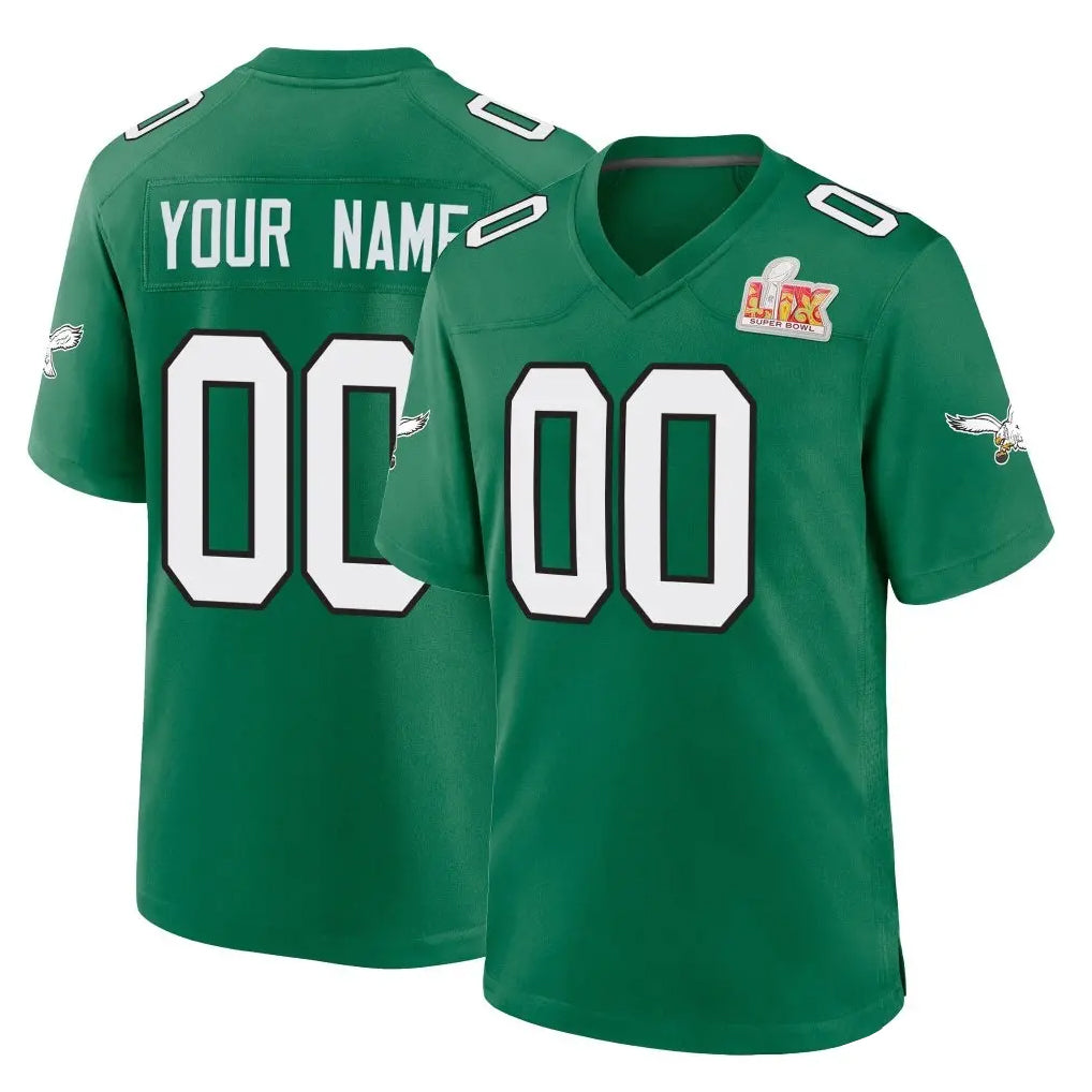 Punc Custom P.Eagles Green Kelly Alternate Super Bowl LIX Home Game Any Name & Numbers Stitched Jerseys