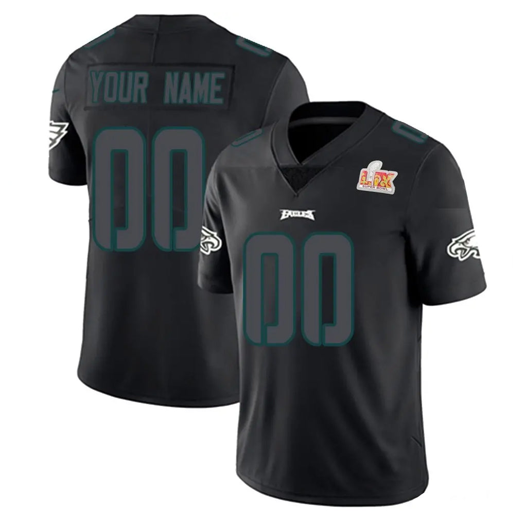 Punc Custom P.Eagles Limited Black Impact Super Bowl LIX Home Game Any Name & Numbers Stitched Jerseys