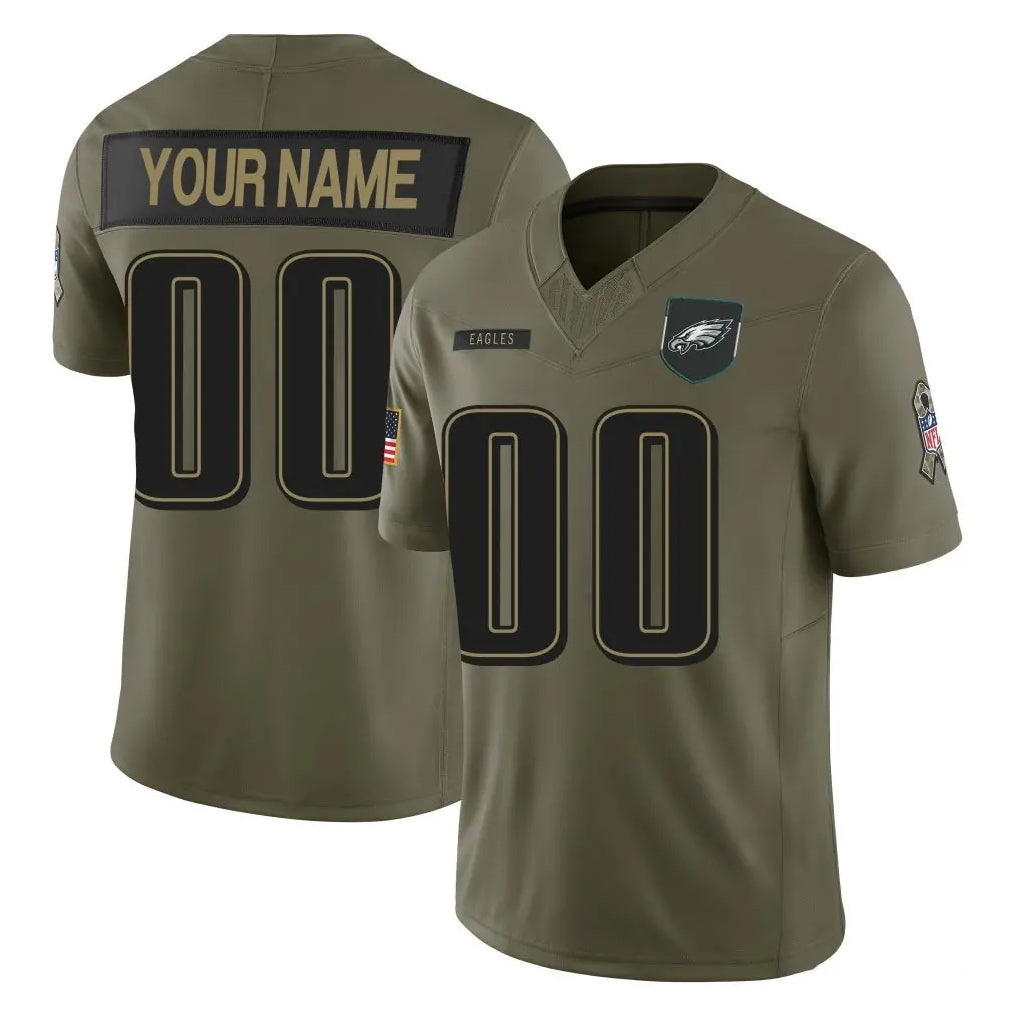 Punc Custom P.Eagles Olive 2025 Salute To Service Limited Any Name & Numbers Stitched Jerseys
