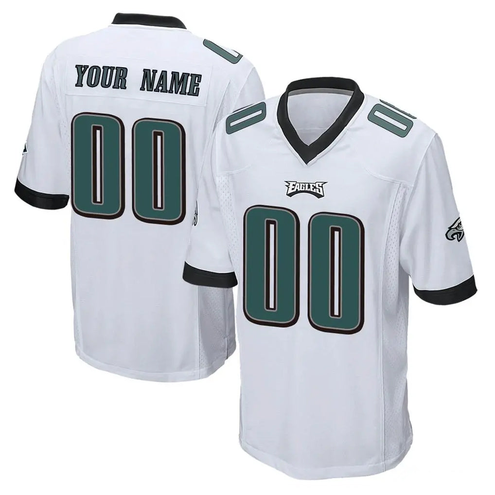 Punc Custom P.Eagles White Home Game Any Name & Numbers Stitched Jerseys