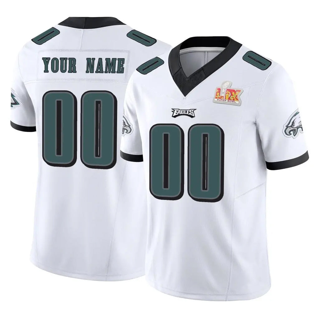 Punc Custom P.Eagles White Limited Vapor F.U.S.E. Super Bowl LIX Home Game Any Name & Numbers Stitched Jerseys