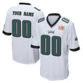 Punc Custom P.Eagles White Super Bowl LIX Home Game Any Name & Numbers Stitched Jerseys