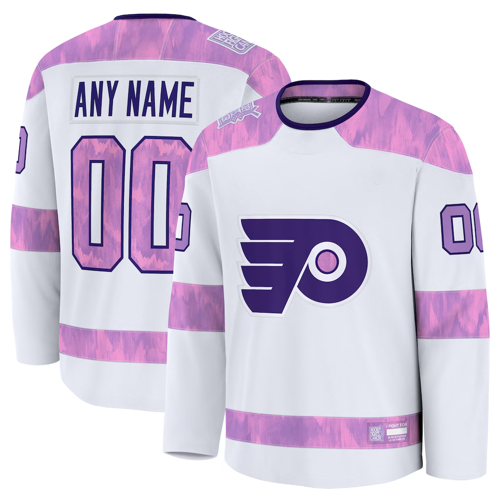 Punc Custom P.Flyers White 2024 Hockey Fights Cancer Practice Jerseys