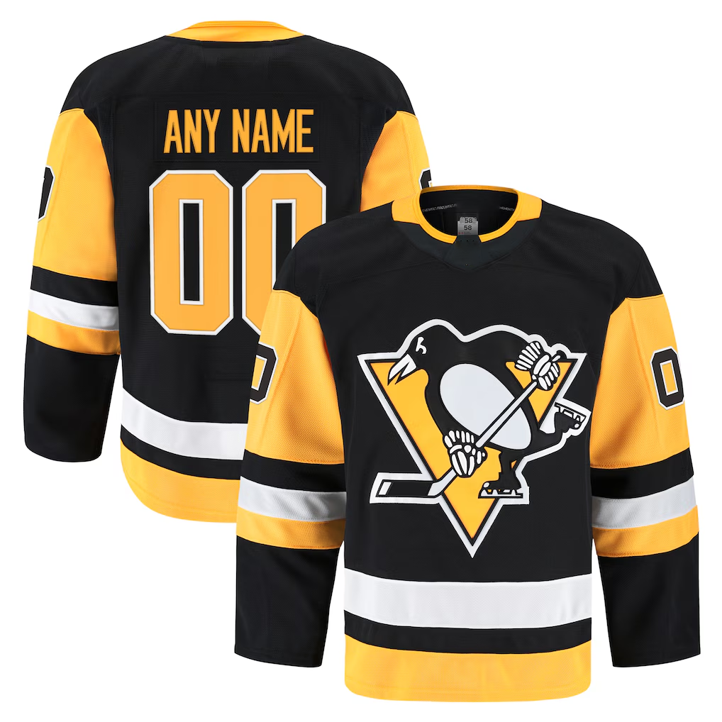 Punc Custom P.Penguins Black Home Authentic Pro Jerseys