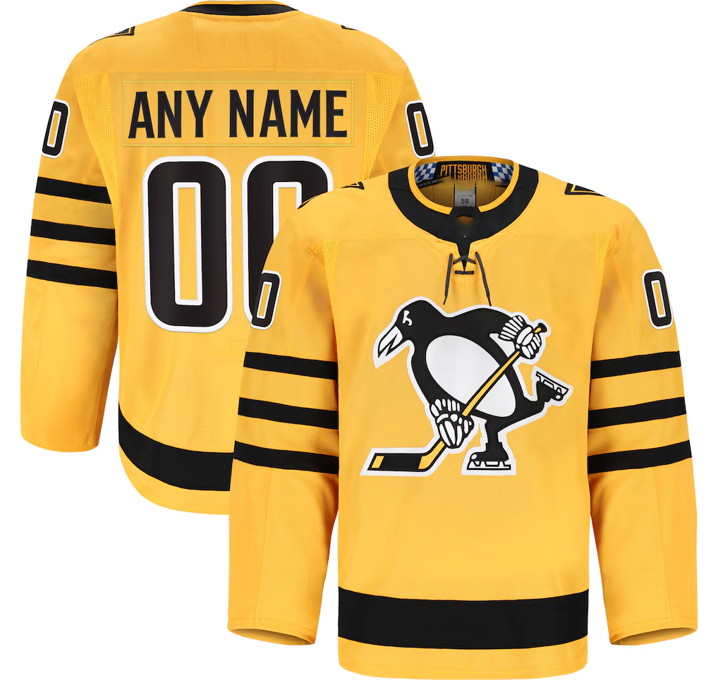 Punc Custom P.Penguins Gold Alternate Authentic Pro Jerseys