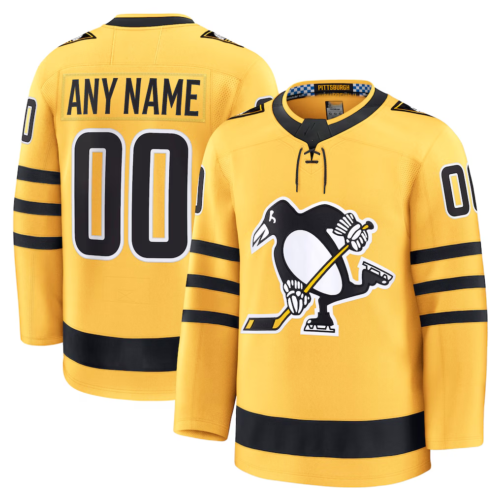 Punc Custom P.Penguins Gold Alternate Premium Jerseys
