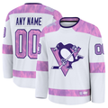 Punc Custom P.Penguins White 2024 Hockey Fights Cancer Jerseys