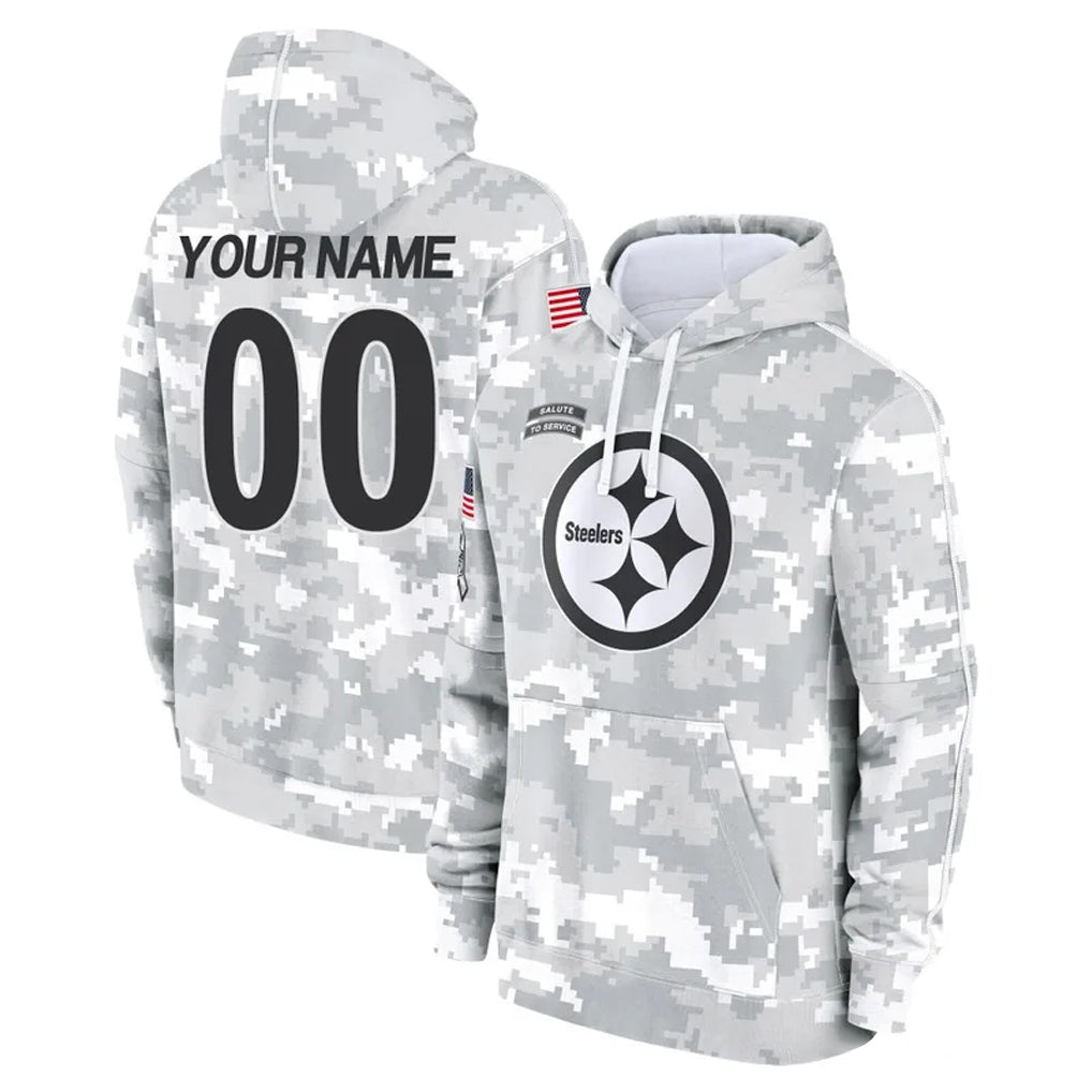 Punc Custom P.Steelers Arctic Camo Limited Salute to Service Pullover Hoodies Game Any Name & Numbers Stitched Jerseys