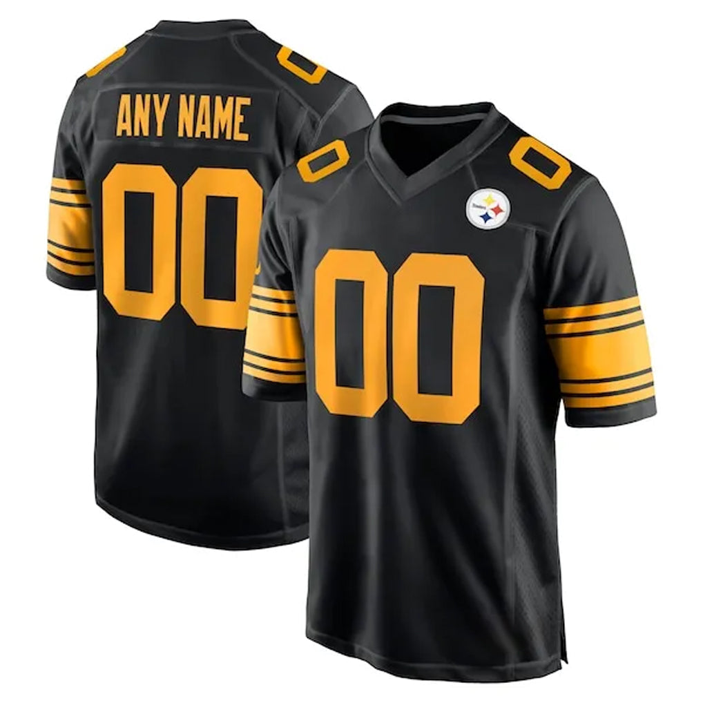 Punc Custom P.Steelers Black Color Rush Home Game Any Name & Numbers Stitched Jerseys