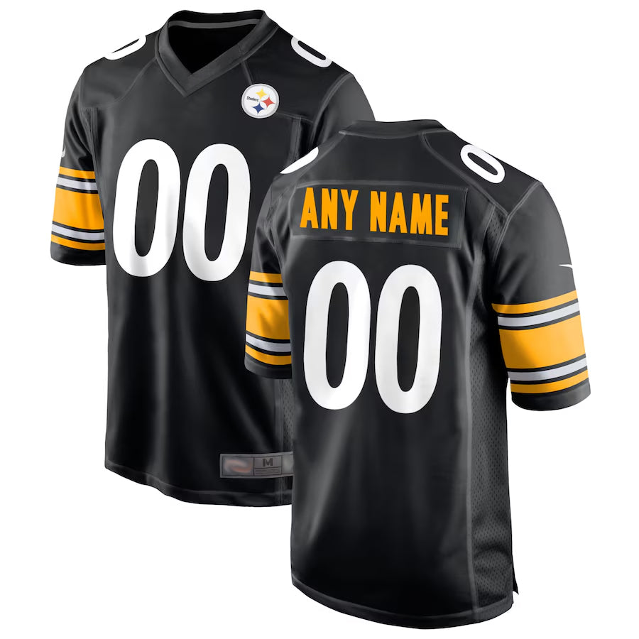 Punc Custom P.Steelers Black Home Game Stitched Jerseys