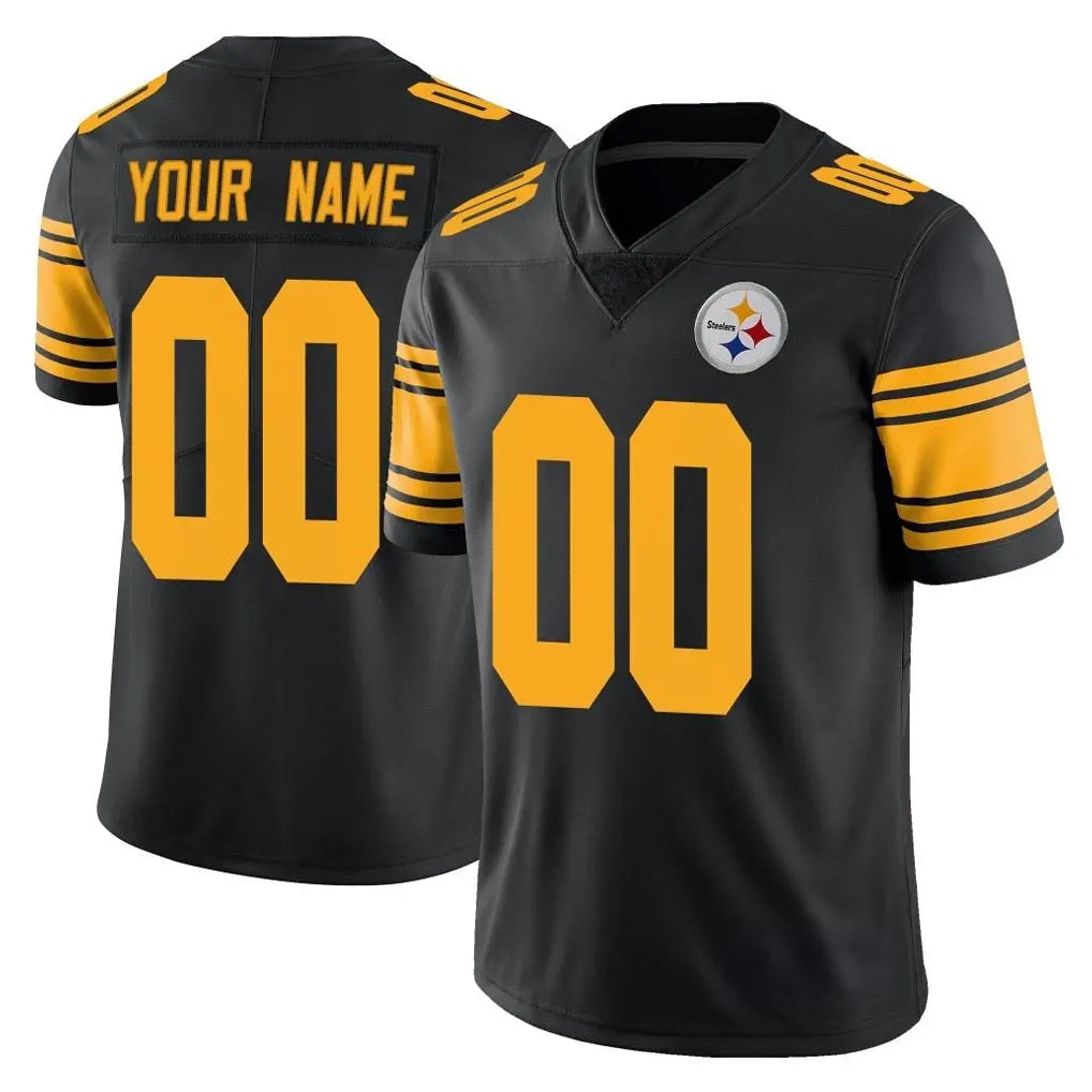 Punc Custom P.Steelers Black Limited Color Rush Home Game Any Name & Numbers Stitched Jerseys