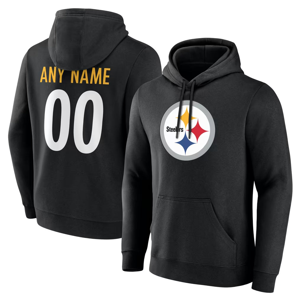 Punc Custom P.Steelers Blck LOGO Pullover Hoodies Limited Any Name & Numbers Stitched Jerseys