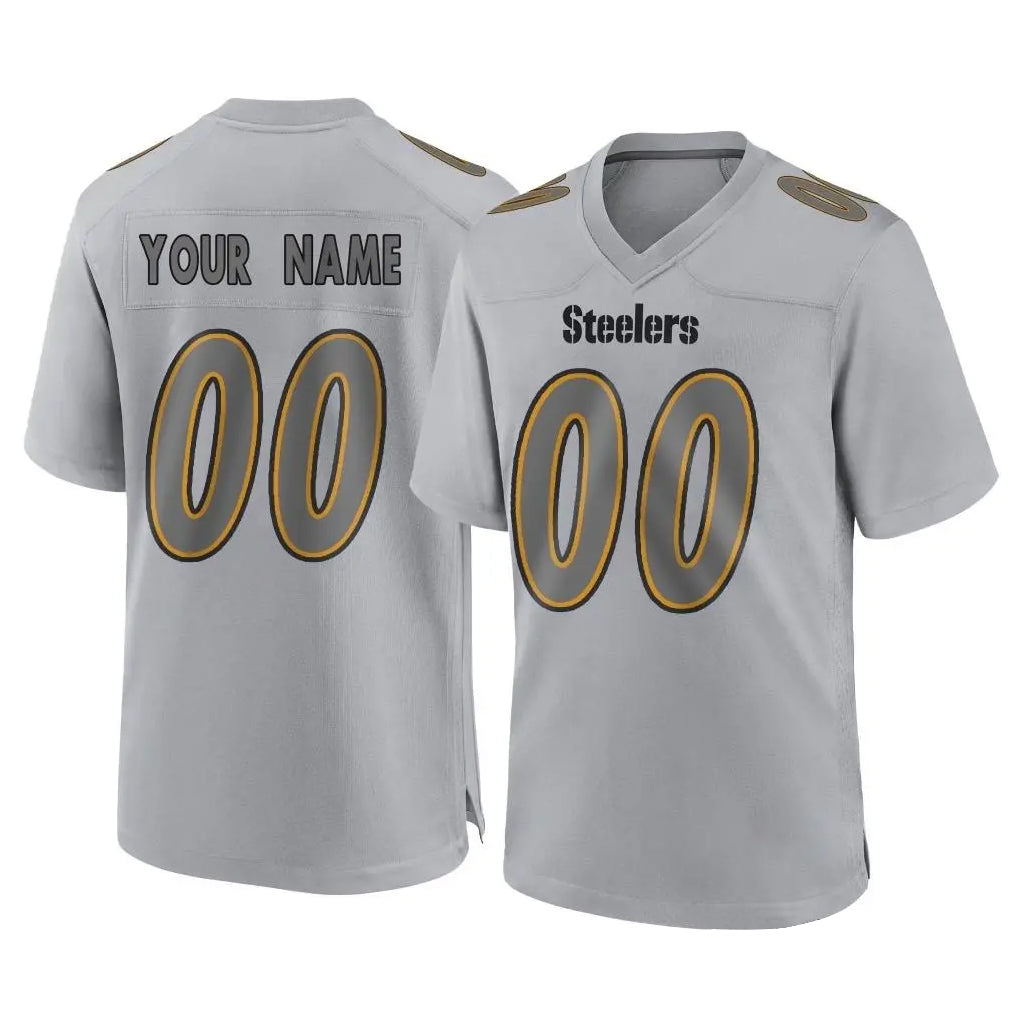 Punc Custom P.Steelers Gray Atmosphere Fashion Home Game Any Name & Numbers Stitched Jerseys