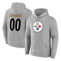 Punc Custom P.Steelers Gray LOGO Pullover Hoodies Limited Any Name & Numbers Stitched Jerseys