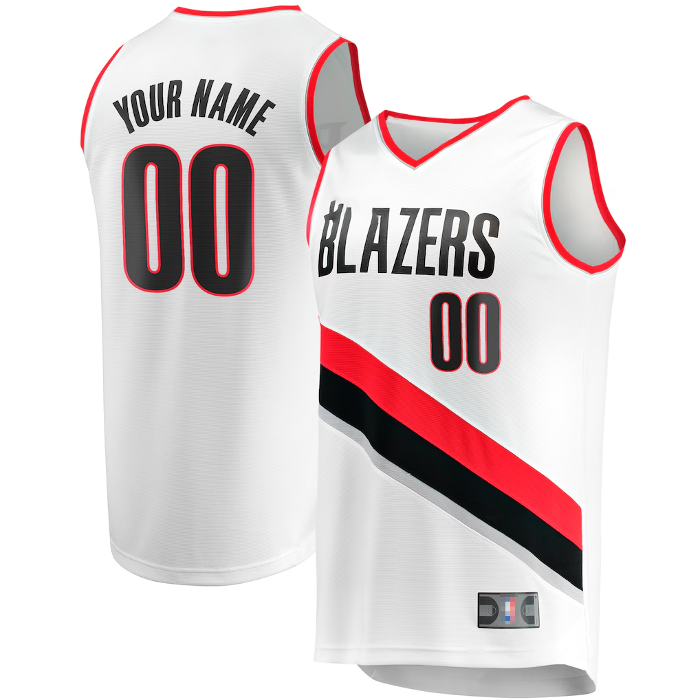 Punc Custom PT.Blazers Fanatics White Fast Break Replica Jerseys - Association Edition