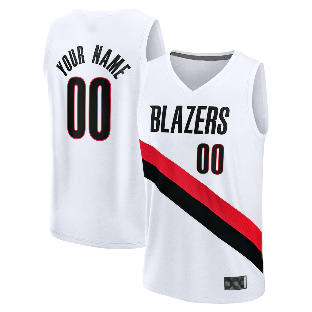Punc Custom PT.Blazers Fanatics White Fast Break Replica Jerseys - Association Edition