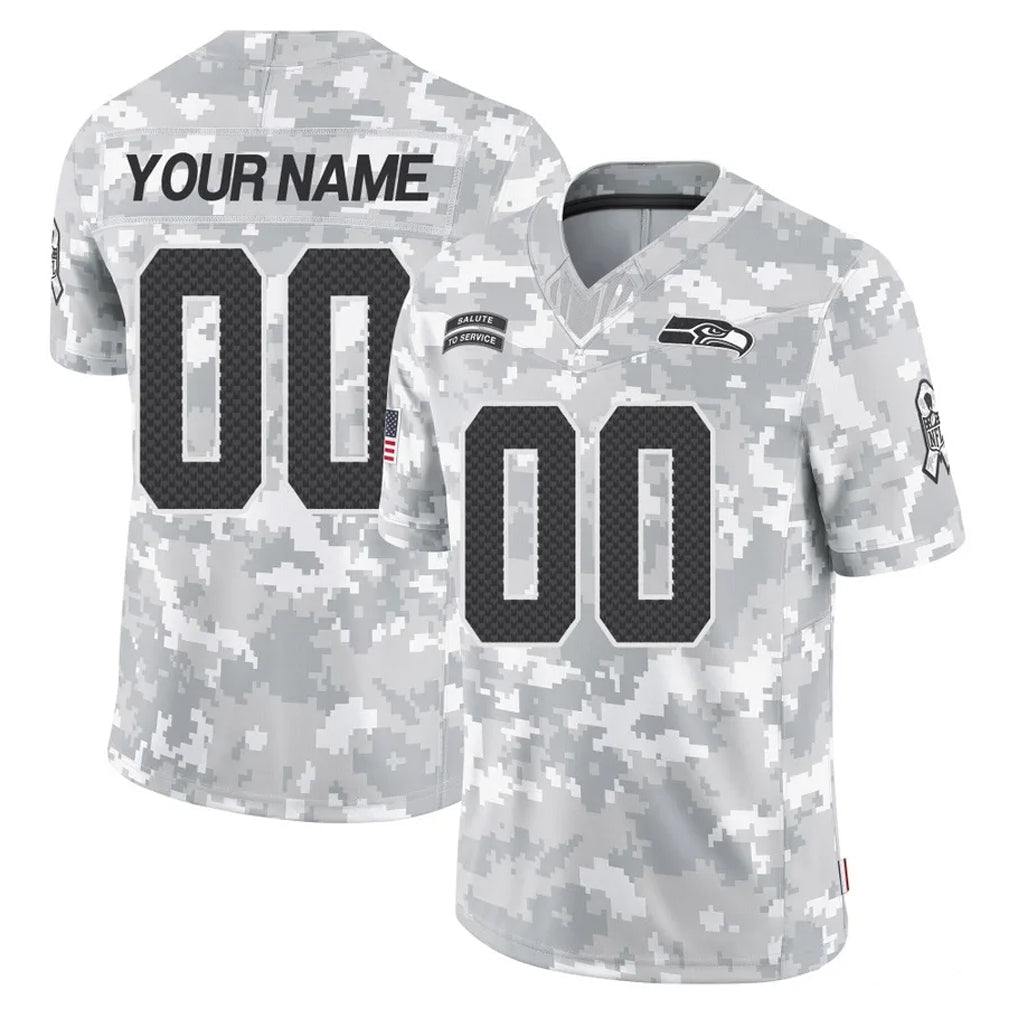 Punc Custom S.Seahawks Arctic Camo Limited Salute To Service Home Game Any Name & Numbers Stitched Jerseys