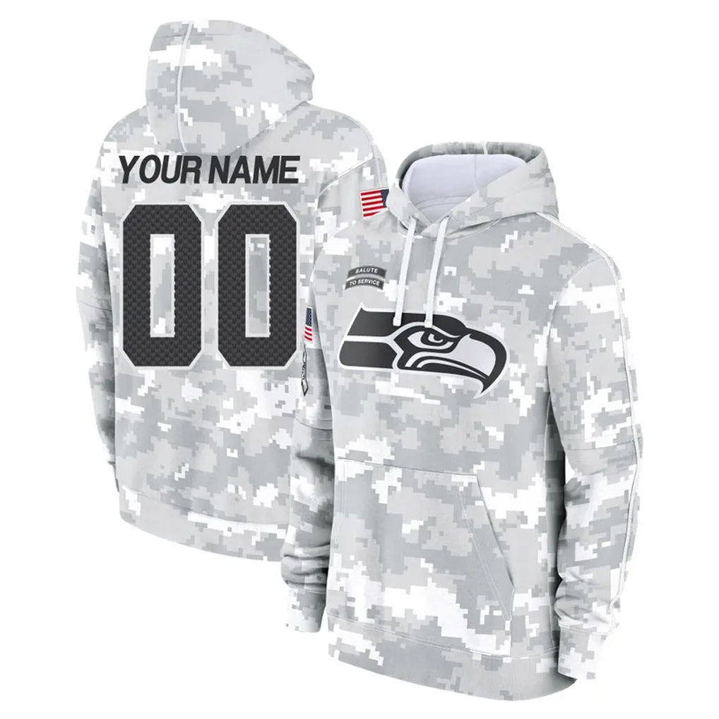 Punc Custom S.Seahawks Arctic Camo Limited Salute to Service Pullover Hoodies Game Any Name & Numbers Stitched Jerseys