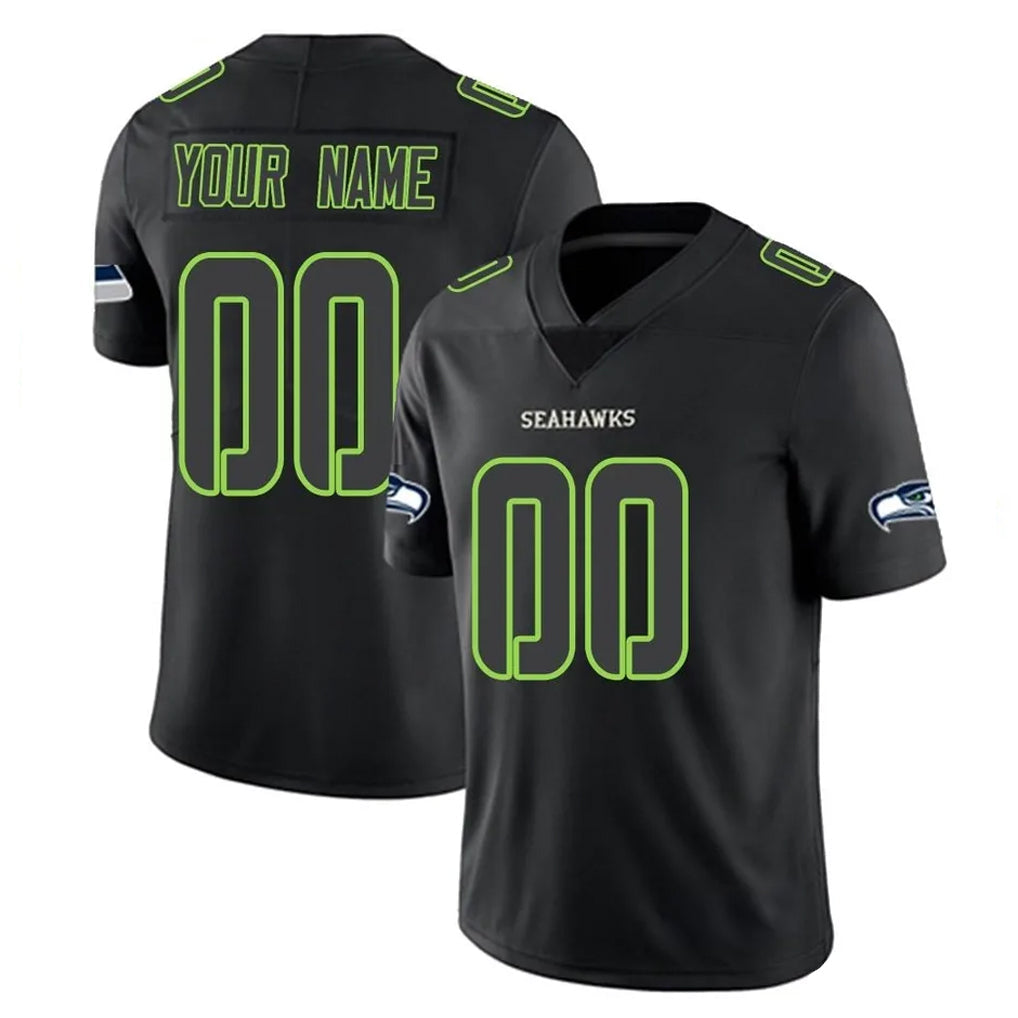 Punc Custom S.Seahawks Black Impact Limited Home Game Any Name & Numbers Stitched Jerseys