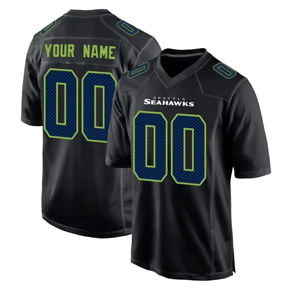 Punc Custom S.Seahawks Black Limited Fashion Home Game Any Name & Numbers Stitched Jerseys