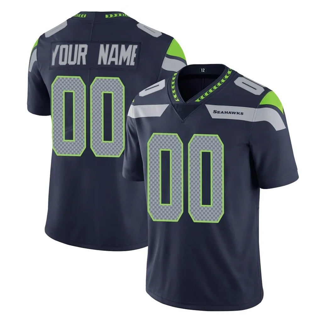 Punc Custom S.Seahawks Navy Limited Vapor Untouchable Home Game Any Name & Numbers Stitched Jerseys