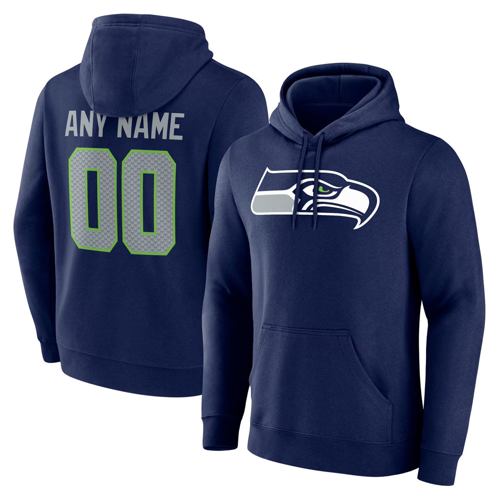 Punc Custom S.Seahawks Navy Pullover Hoodies Game Any Name & Numbers Stitched Jerseys