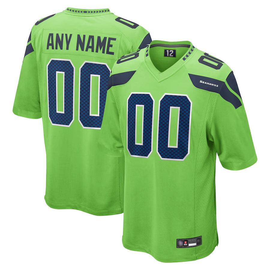 Punc Custom S.Seahawks Neon Green Alternate Game Stitched Jerseys