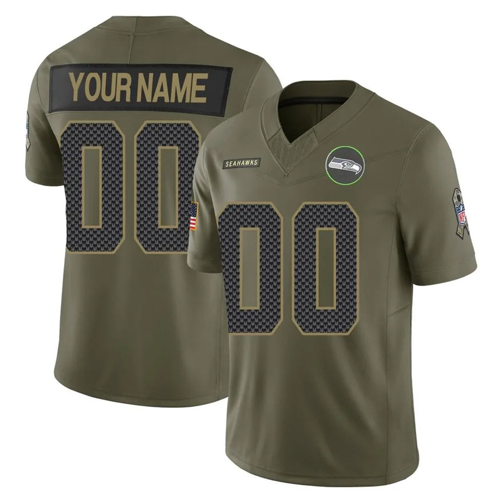 Punc Custom S.Seahawks Olive 2025 Salute To Service Limited Home Game Any Name & Numbers Stitched Jerseys
