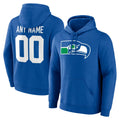 Punc Custom S.Seahawks Royal LOGO Pullover Hoodies Game Any Name & Numbers Stitched Jerseys