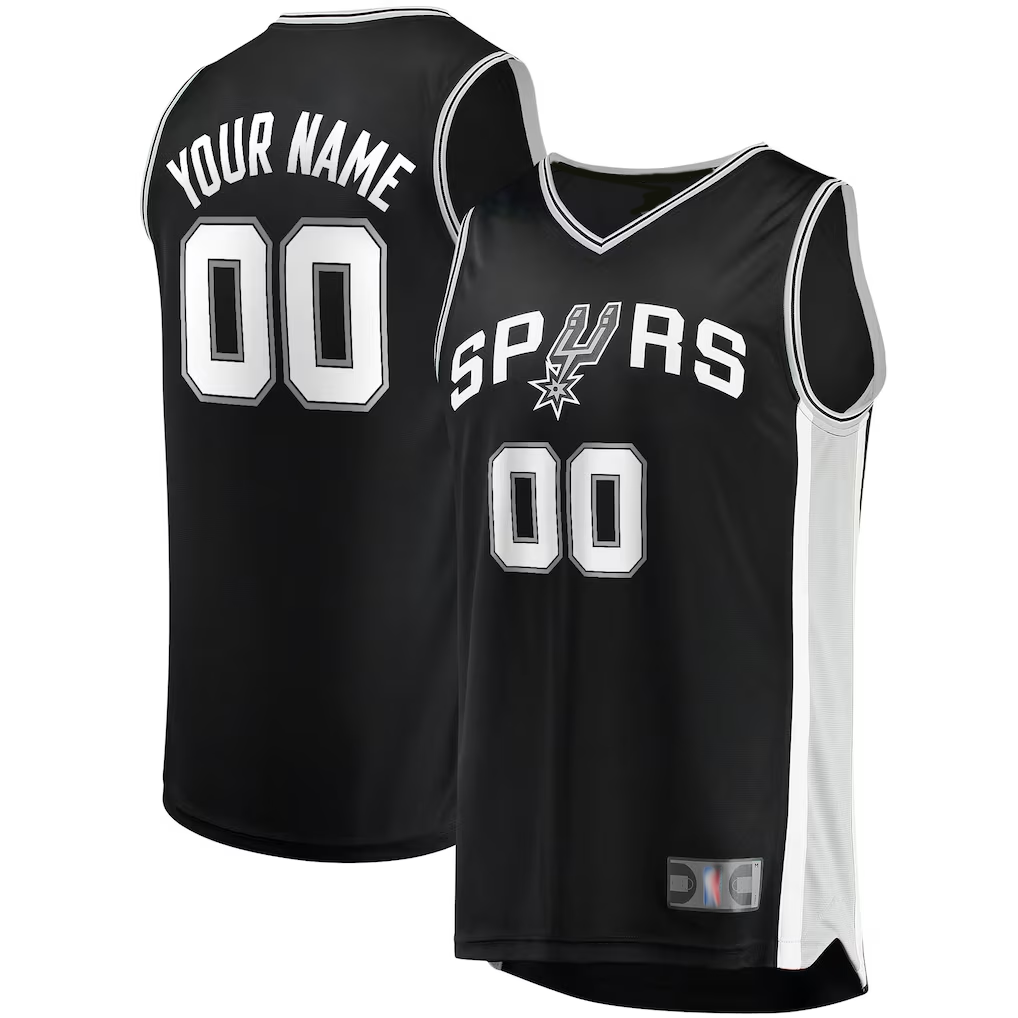 Punc Custom SA.Spurs Fanatics Black Fast Break Replica Jerseys - Icon Edition